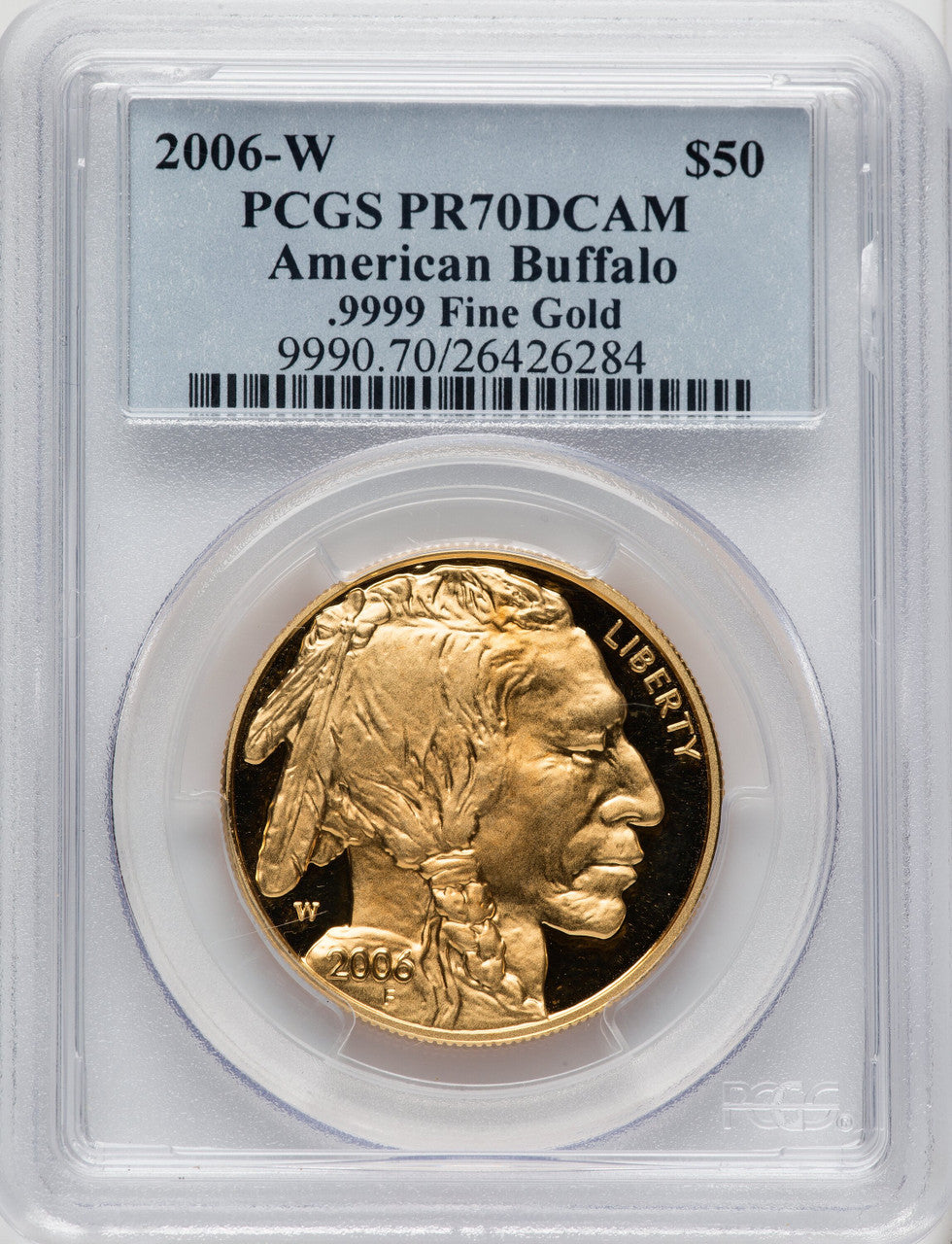 2006-W $50 One-Ounce Gold Buffalo .9999 Fine Gold Blue Gradient PCGS PR70