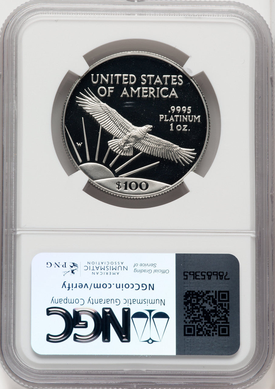 1997-W $100 One-Ounce Platinum Eagle Statue of Liberty Brown Label NGC PF70