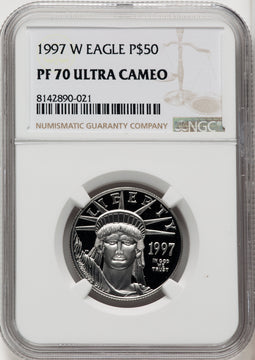1997-W $50 Half-Ounce Platinum Eagle Brown Label NGC PF70 (766692007)