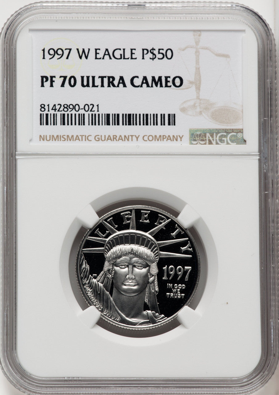 1997-W $50 Half-Ounce Platinum Eagle Brown Label NGC PF70 (766692007)
