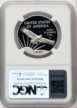 2017-W $100 One-Ounce Platinum Eagle Statue of Liberty 20th Anniversary Brown Label NGC PF70