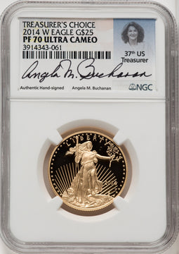 2014-W $25 Half-Ounce Gold Eagle DCAM NGC PF70 Angela Buchanan Signed
