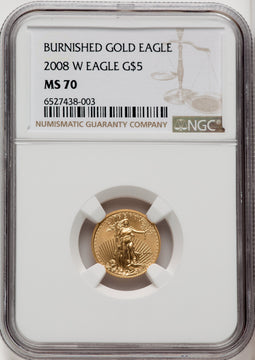 2008-W $5 Burnished Gold Eagle NGC MS70