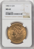 1882-S $20 Liberty Double Eagle NGC MS62