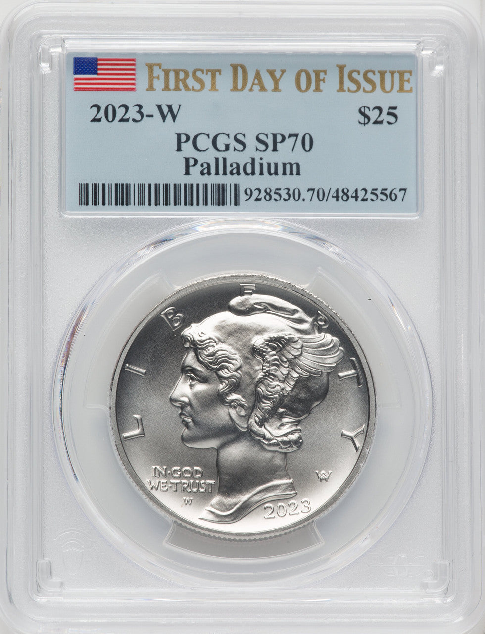 2023-W Burnished Palladium Eagle 1 oz FDI Flag PCGS MS70