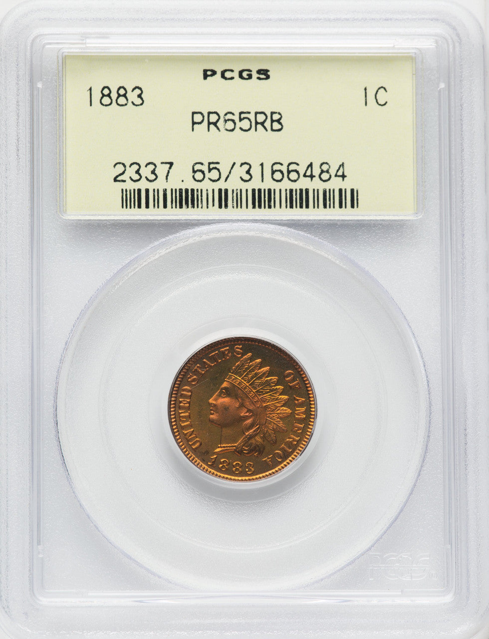 1883 1C RB Proof Indian Cent PCGS PR65