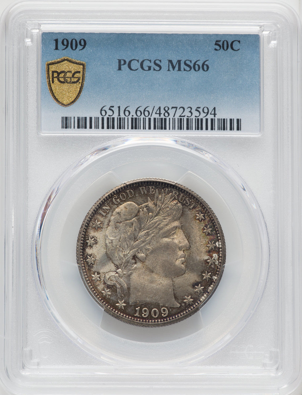 1909 50C Barber Half Dollar PCGS MS66