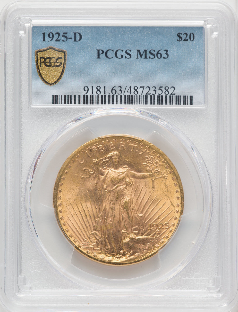 1925-D $20 Saint-Gaudens Double Eagle PCGS MS63