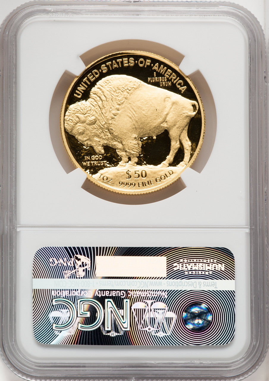 2016-W $50 One-Ounce Gold Buffalo First Strike FR Bison Label NGC PF70