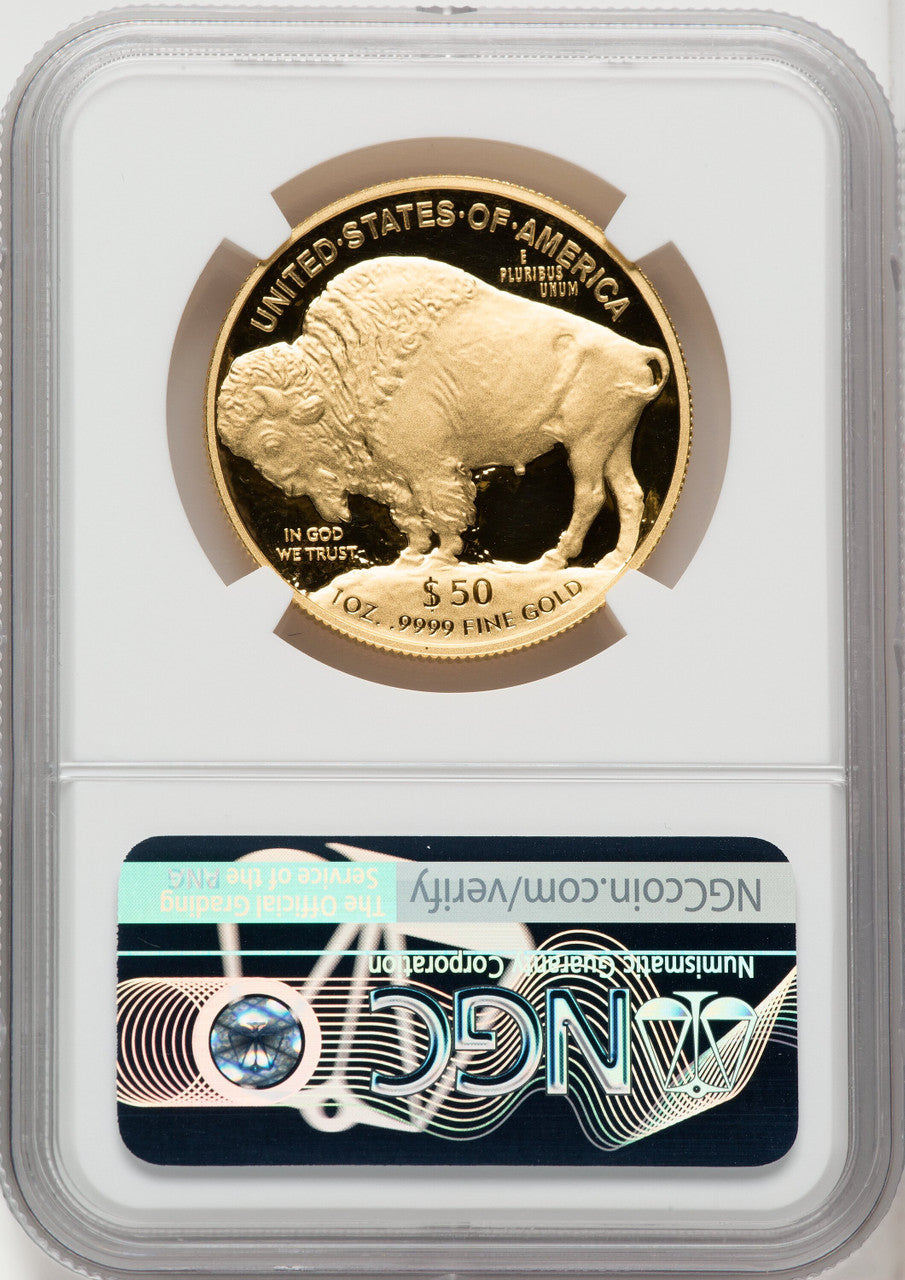 2020-W G$50 Gold Buffalo DCAM FR Bison Label NGC PF70