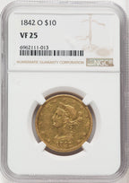 1842-O $10 Liberty Eagle NGC VF25