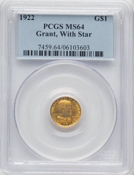 1922 G$1 Grant With Star Commemorative Gold PCGS MS64