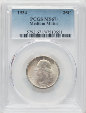 1934 25C Washington Quarter PCGS MS67+