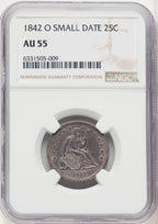 1842-O 25C Small Date Seated Quarter NGC AU55