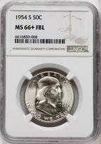 1954-S 50C FL Franklin Half Dollar NGC MS66+