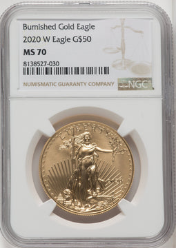 2020-W 1 oz Burnished Gold Eagle NGC MS70