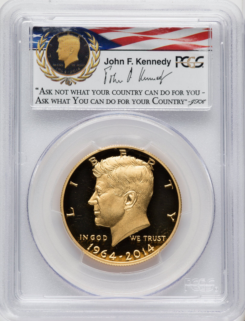 2014-W 50C Kennedy Gold 50th Anniversary First Day of Issue - Washington Proof Kennedy Half Dollar PCGS PR70