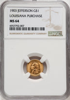 1903 G$1 JEFF Commemorative Gold NGC MS64