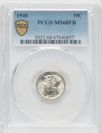 1940 10C FB Mercury Dime PCGS MS68