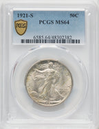 1921-S 50C Walking Liberty Half Dollar PCGS MS64