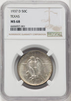 1937-D 50C Texas Commemorative Silver NGC MS68