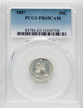1887 10C CA Proof Seated Dime PCGS PR65