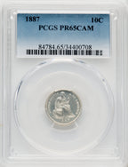 1887 10C CA Proof Seated Dime PCGS PR65