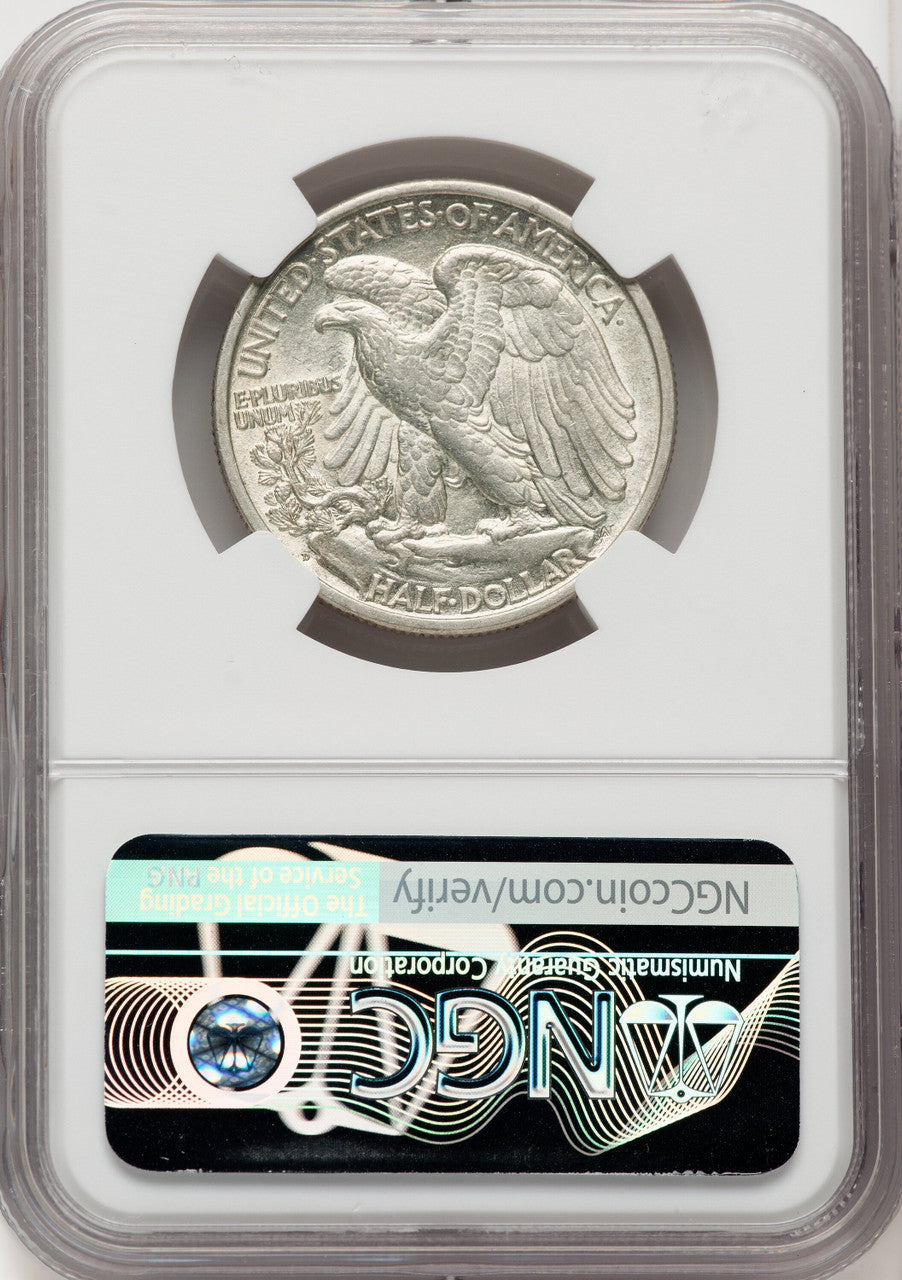 1918-D 50C Walking Liberty Half Dollar NGC AU58
