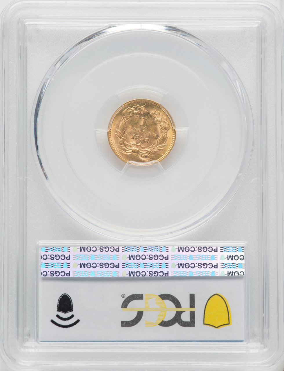 1858 G$1 Gold Dollar PCGS MS62