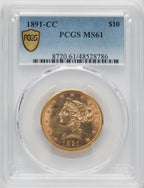 1891-CC $10 Liberty Eagle PCGS MS61