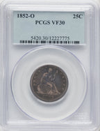 1852-O 25C Seated Quarter PCGS VF30