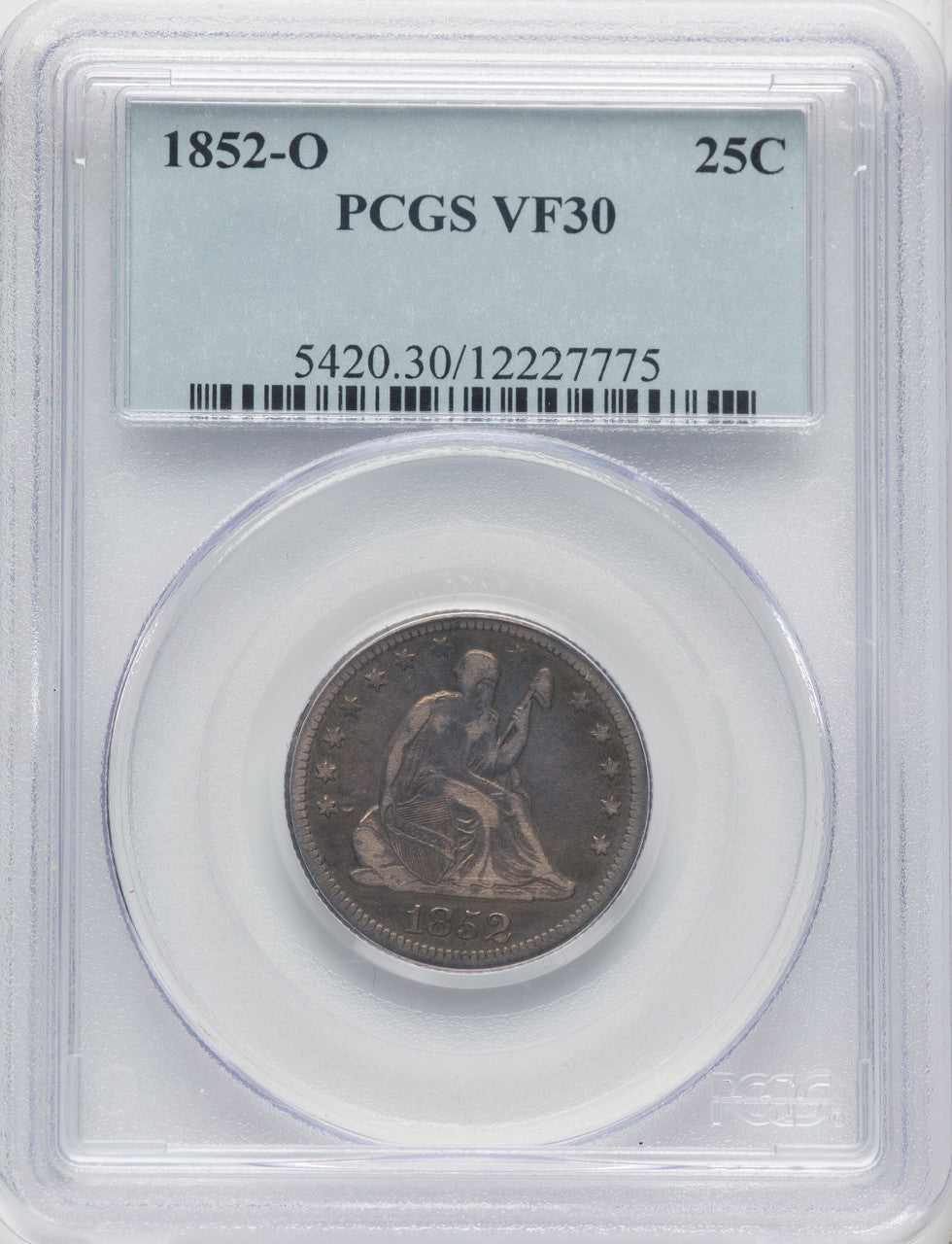 1852-O 25C Seated Quarter PCGS VF30