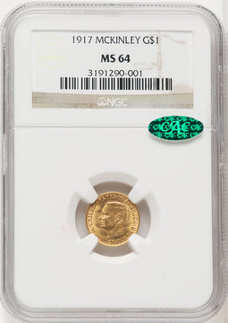 1917 G$1 McKinley CAC Commemorative Gold NGC MS64