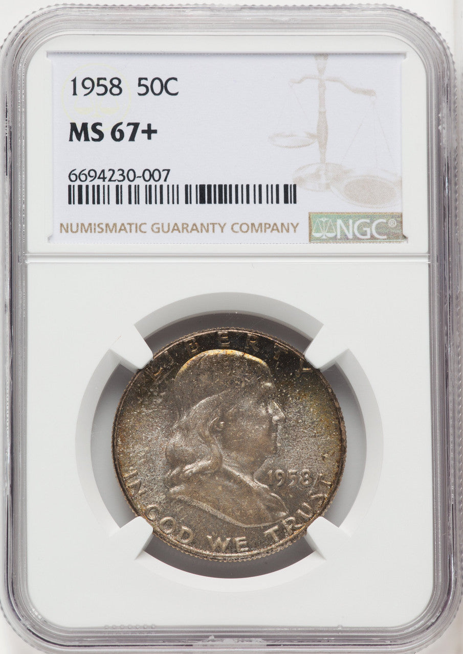 1958 50C Franklin Half Dollar NGC MS67+