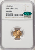 1915-S G$1 PAN-PAC Gold Dollar CAC Commemorative Gold NGC MS66+