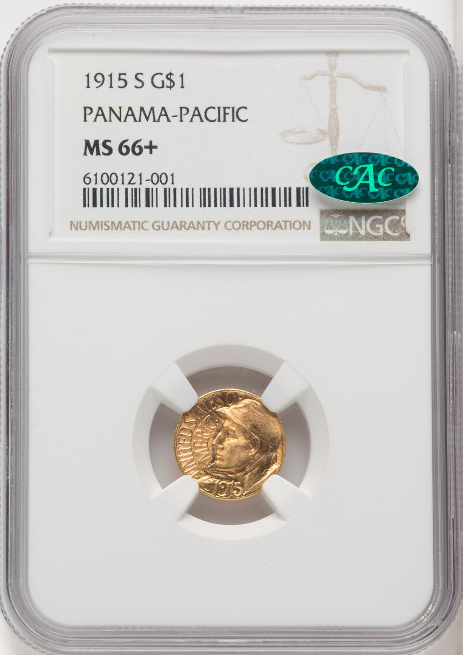 1915-S G$1 PAN-PAC Gold Dollar CAC Commemorative Gold NGC MS66+