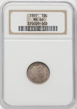 1897 10C Barber Dime NGC MS66