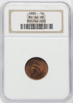 1885 1C RD Indian Cent NGC MS64