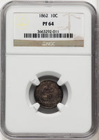 1862 10C Proof Seated Dime NGC PR64