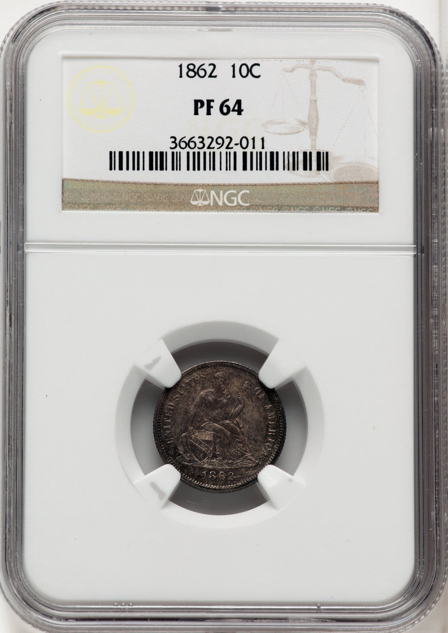 1862 10C Proof Seated Dime NGC PR64