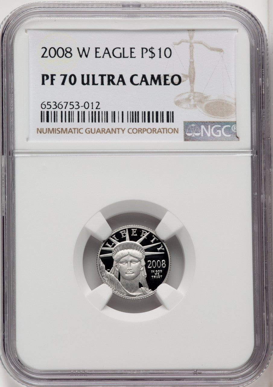 2008 4-Coin Set Platinum American Eagle Brown Label NGC PF70