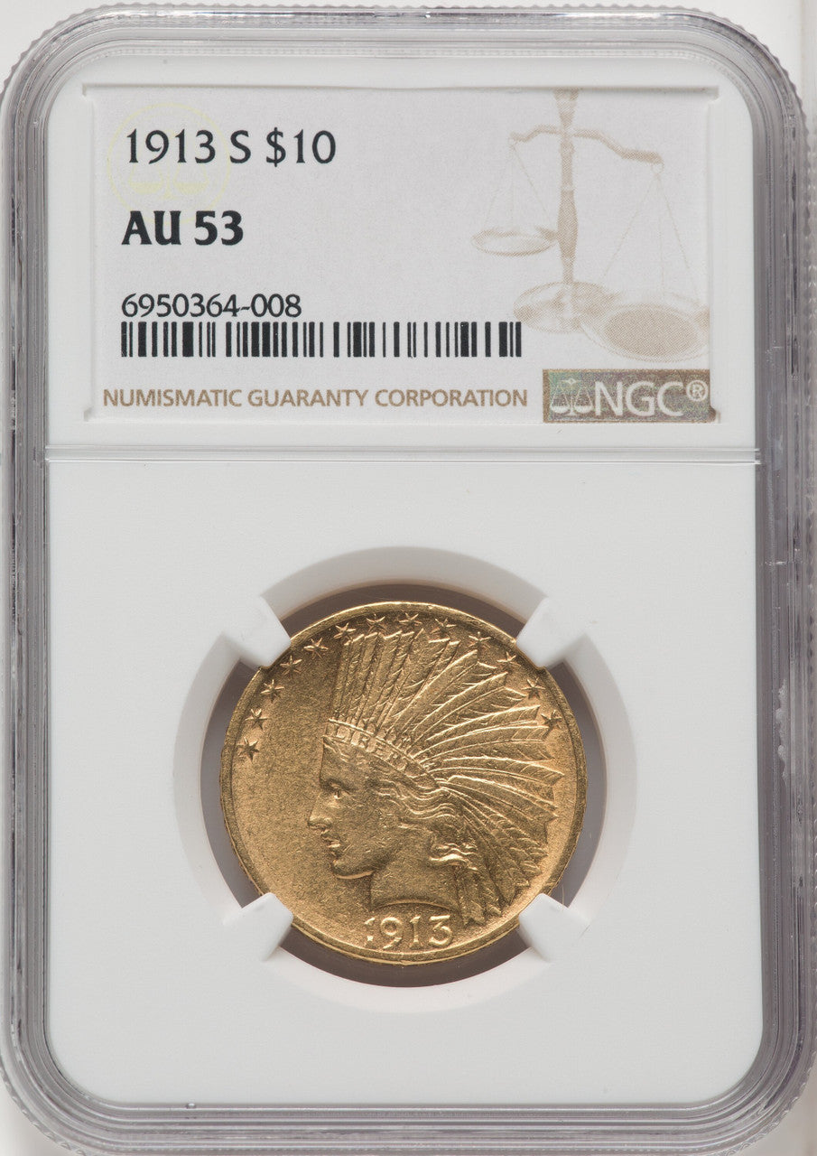 1913-S $10 Indian Eagle NGC AU53