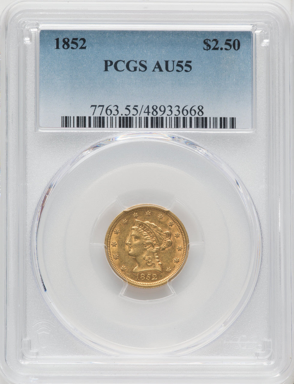 1852 $2.50 Liberty Quarter Eagle PCGS AU55