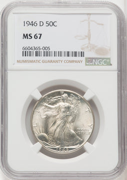 1946-D 50C Walking Liberty Half Dollar NGC MS67 (767664004)
