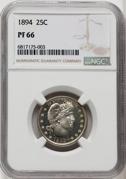 1894 25C Proof Barber Quarter NGC PR66