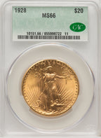 1928 $20 Saint-Gaudens Double Eagle CACG MS66