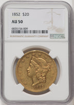 1852 $20 Liberty Double Eagle NGC AU50