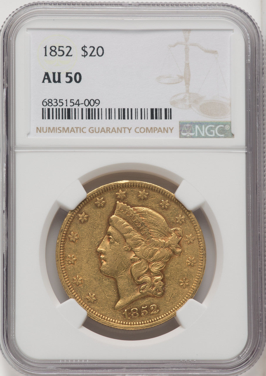 1852 $20 Liberty Double Eagle NGC AU50