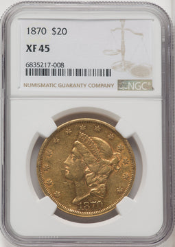 1870 $20 Liberty Double Eagle NGC XF45