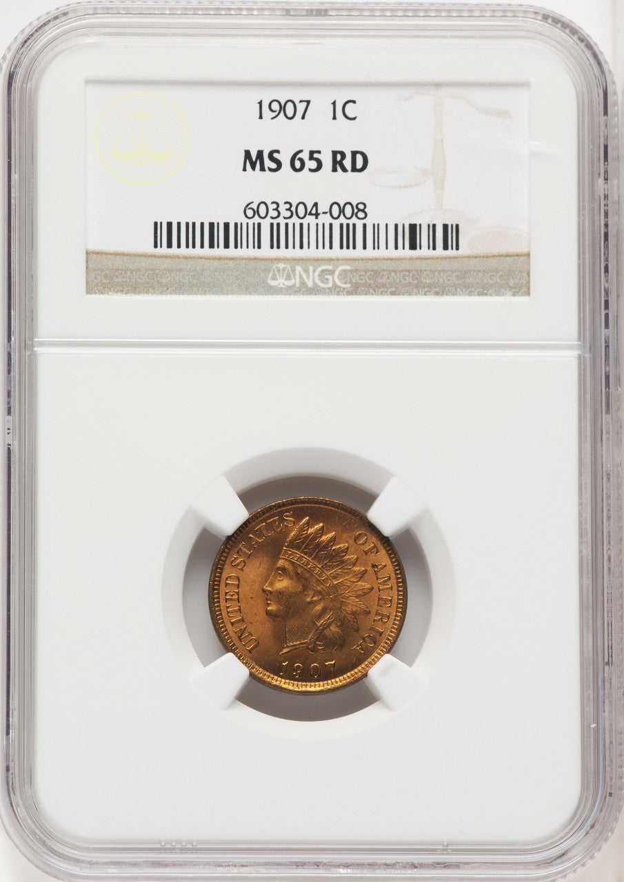 1907 1C RD Indian Cent NGC MS65